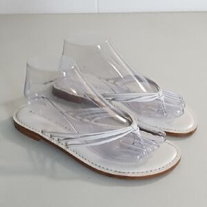 Antonio Melani White Strappy Leather Sandals Flip Flops